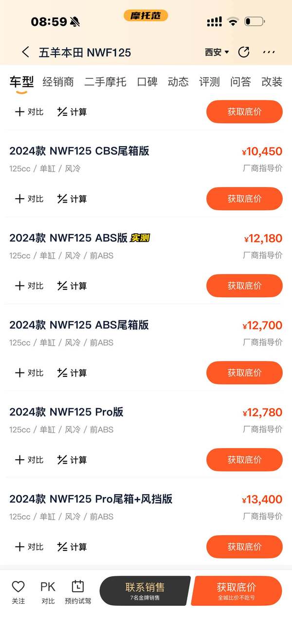 二手五羊本田NWF125