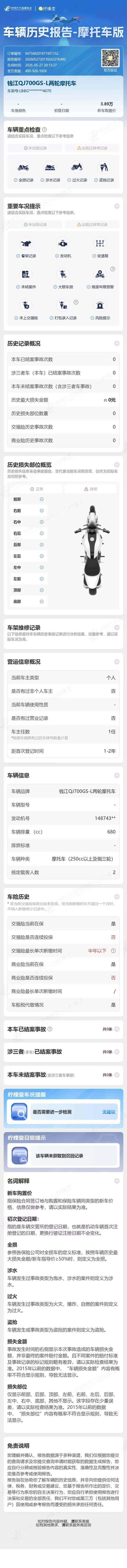 二手QJMOTOR赛600
