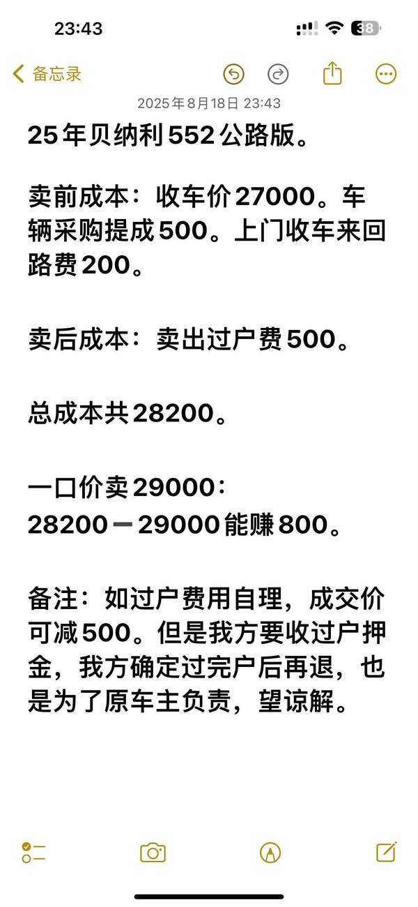二手贝纳利TRK552